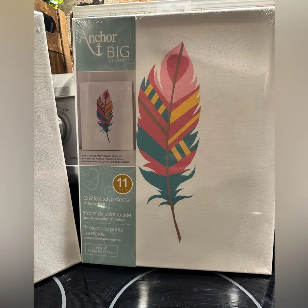Colorful Feather Canvas Art Set • Includes All 3 - Picture 3 of 8